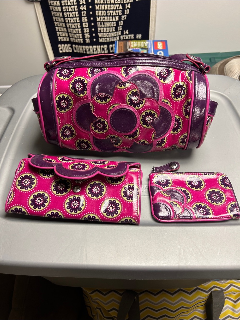 Vera Bradley Floral Accent Pink & Purple Women's Handbag with 2 wallets